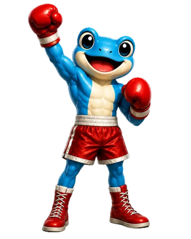 Frog celebrating a win