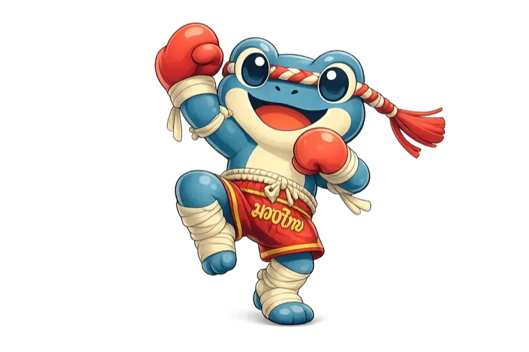 The Fighting Frog throwing a Muay Thai strike